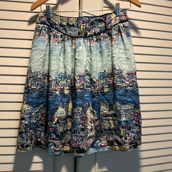 Anthropologie Dresses & Skirts - Conversations By Anthropology Blue & White Venice Travel Romantic Skirt Small